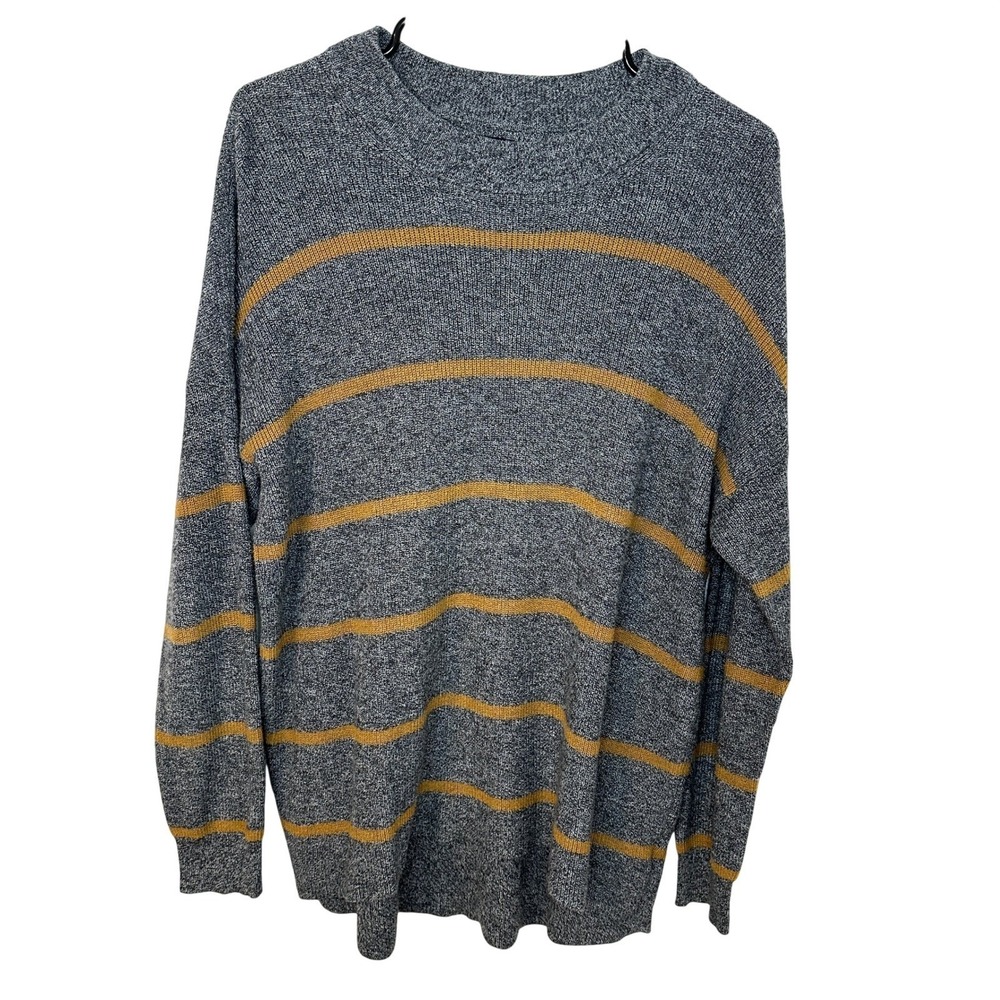 American Eagle Striped Knit Jegging Fit Sweater Grey Mustard Yellow Medium